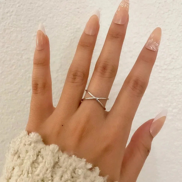 925 Sterling Silver Criss Cross Ring Dainty Layer Ring Stack Ring Band X Ring - Picture 5 of 5